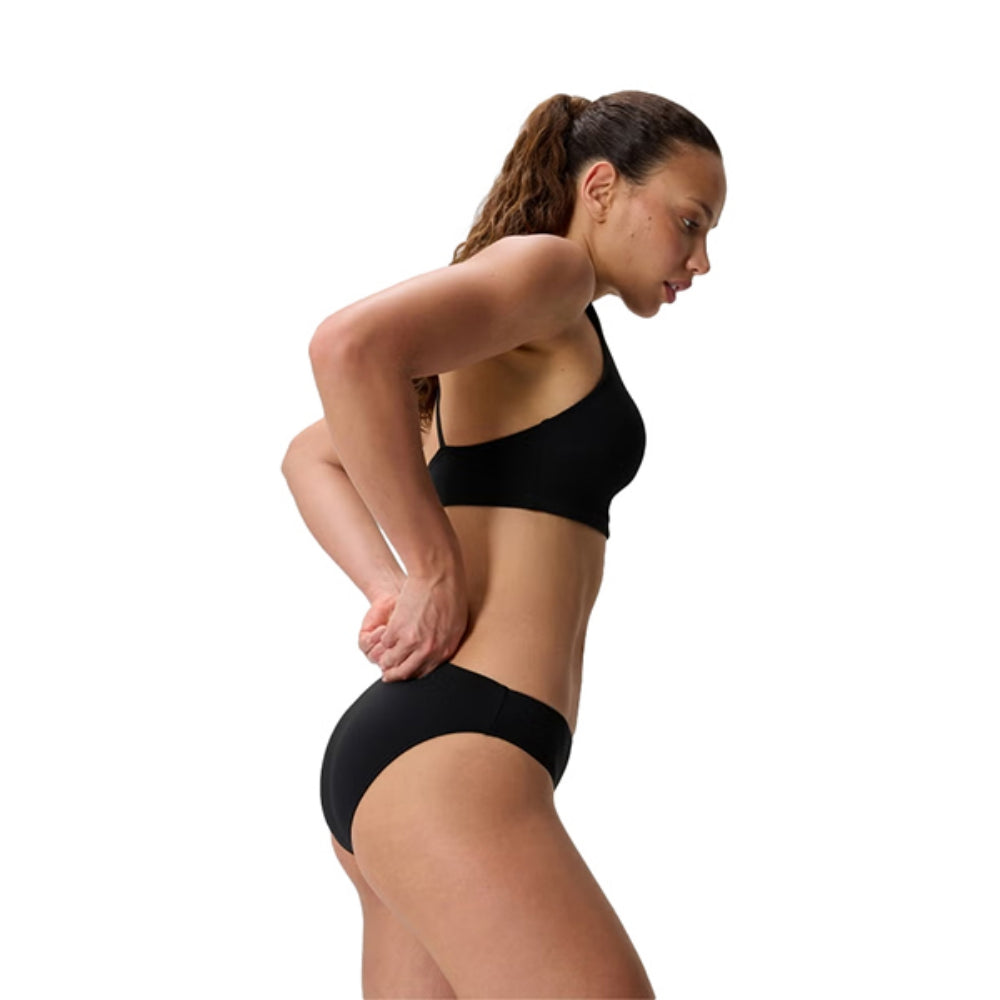 Speedo Womens Solid Classic Bikini Bot Swimsuits in Black Color