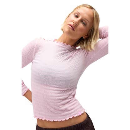 Halfdays Womens Ynes Trail Long Sleave T Tops in Pink Color
