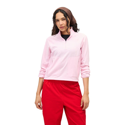 Halfdays Womens Rebecca 1/2Zip Fleece Midlayer in Pink Color