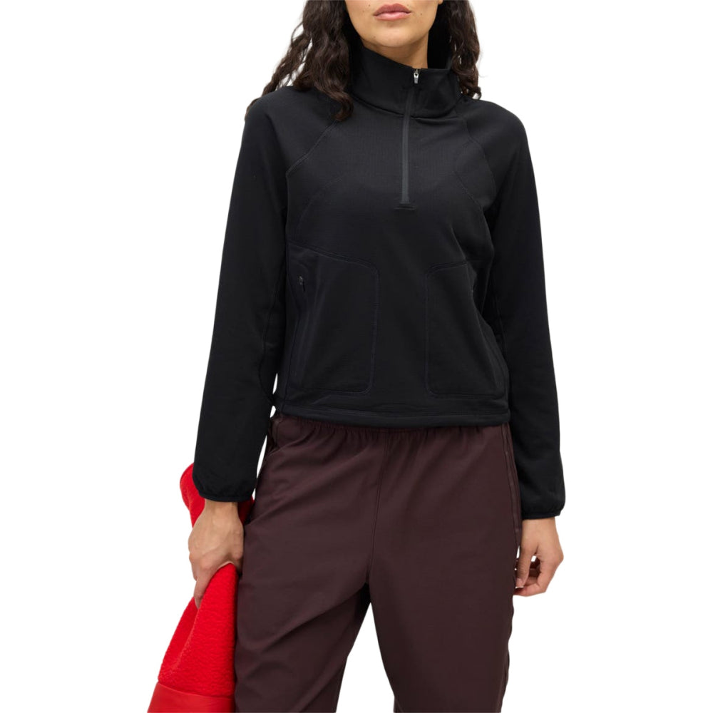 Halfdays Womens Rebecca 1/2Zip Fleece Midlayer in Black Color