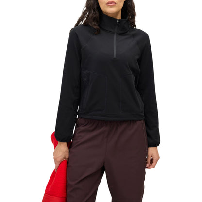 Halfdays Womens Rebecca 1/2Zip Fleece Midlayer in Black Color