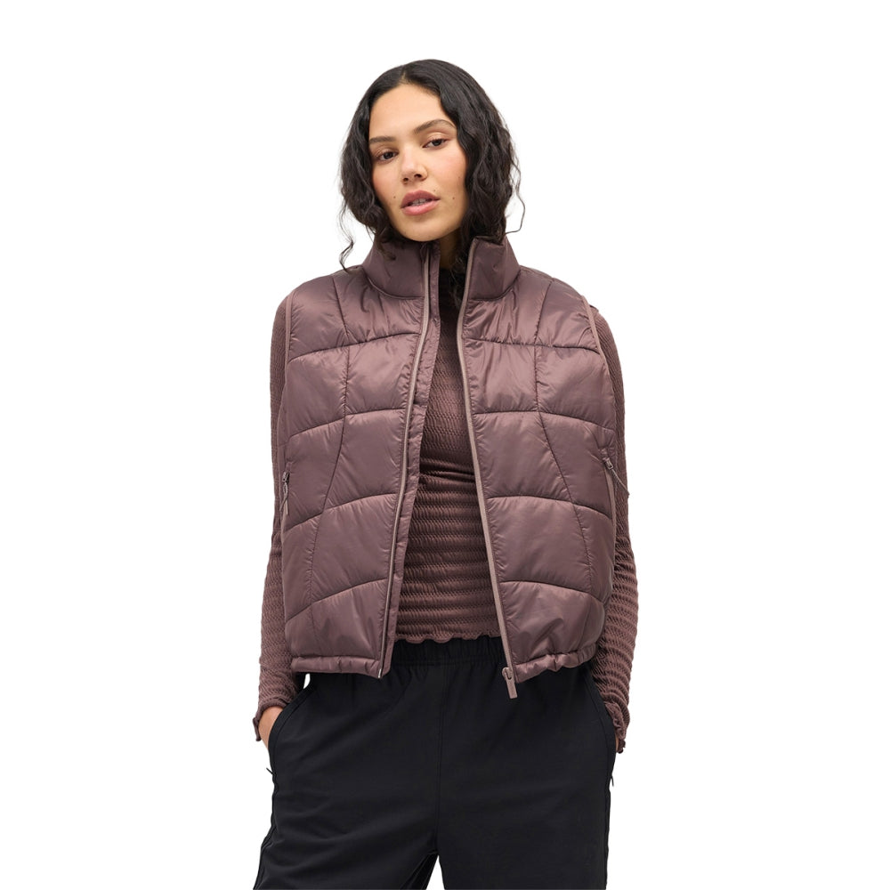 Halfdays Womens Claude Vest Midlayer in Brown Color