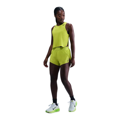 Nike Womens Aeroswift Cropped Tank Tops in Yellow Color