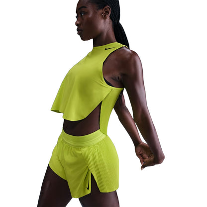 Nike Womens Aeroswift Cropped Tank Tops in Yellow Color