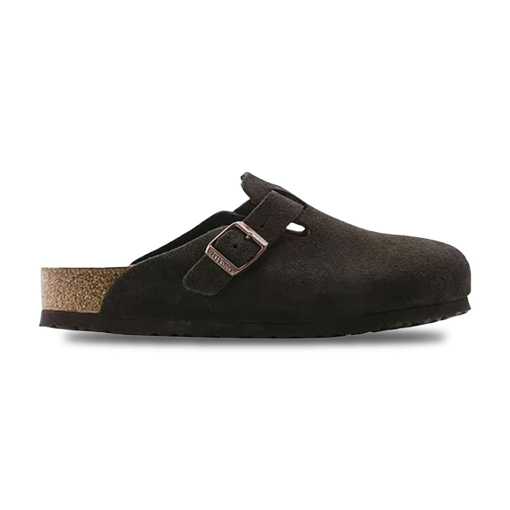 Birkenstock Mens Boston Vl Sfb Mocha R Slides in Brown Color