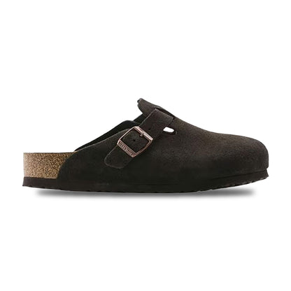 Birkenstock Mens Boston Vl Sfb Mocha R Slides in Brown Color