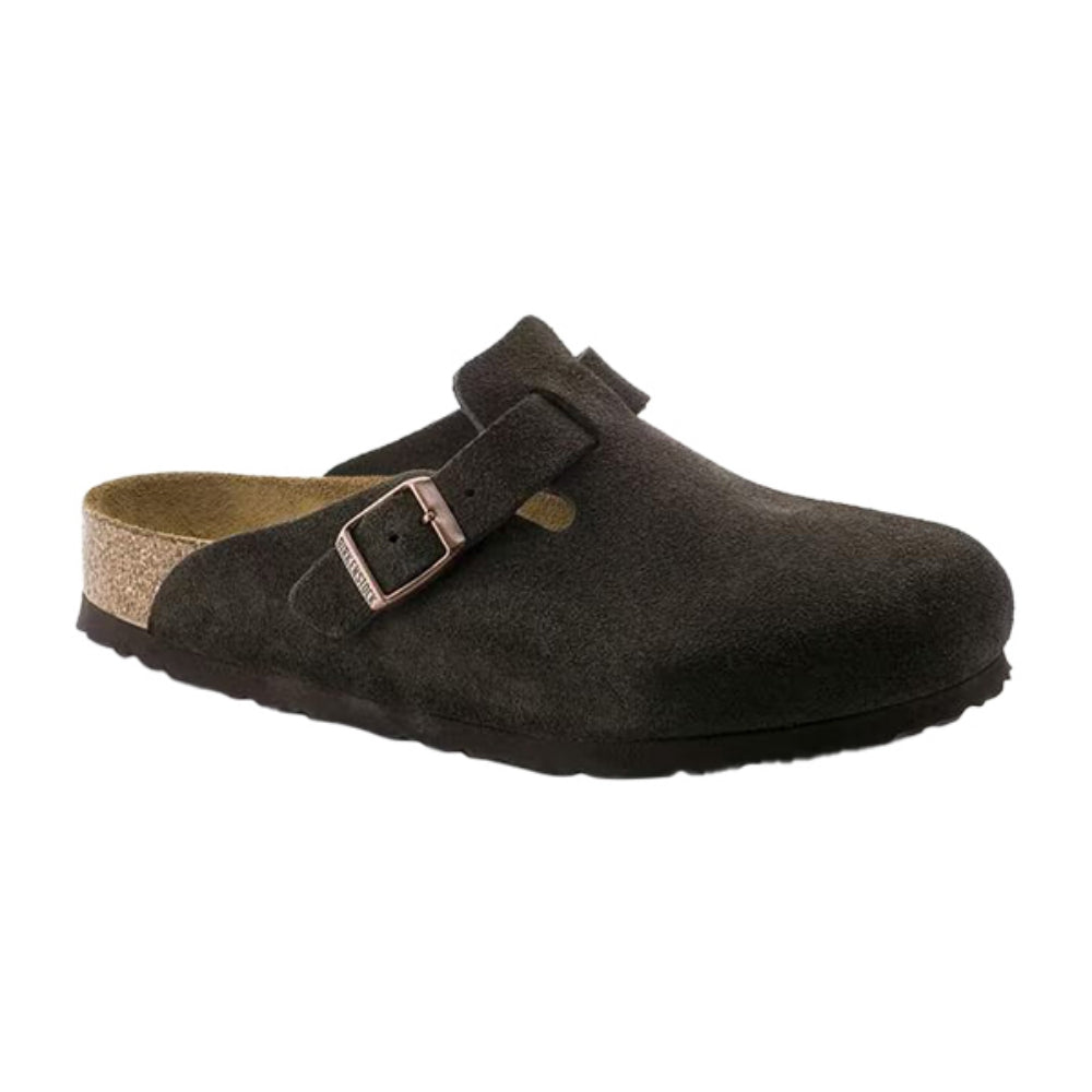 Birkenstock Mens Boston Vl Sfb Mocha R Slides in Brown Color