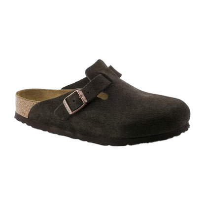 Birkenstock Mens Boston Vl Sfb Mocha R Slides in Brown Color