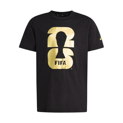 Adidas Kids Wc26 Official Emblem short sleeve Fan Apparel in Black Color