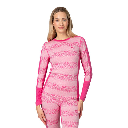 Kari Traa Womens Anna L/S Crew Top Baselayers in Pink Color