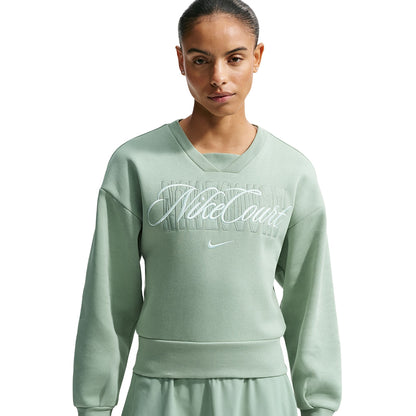 Nike Womens French Terry Crew Neck Pullover in White Color