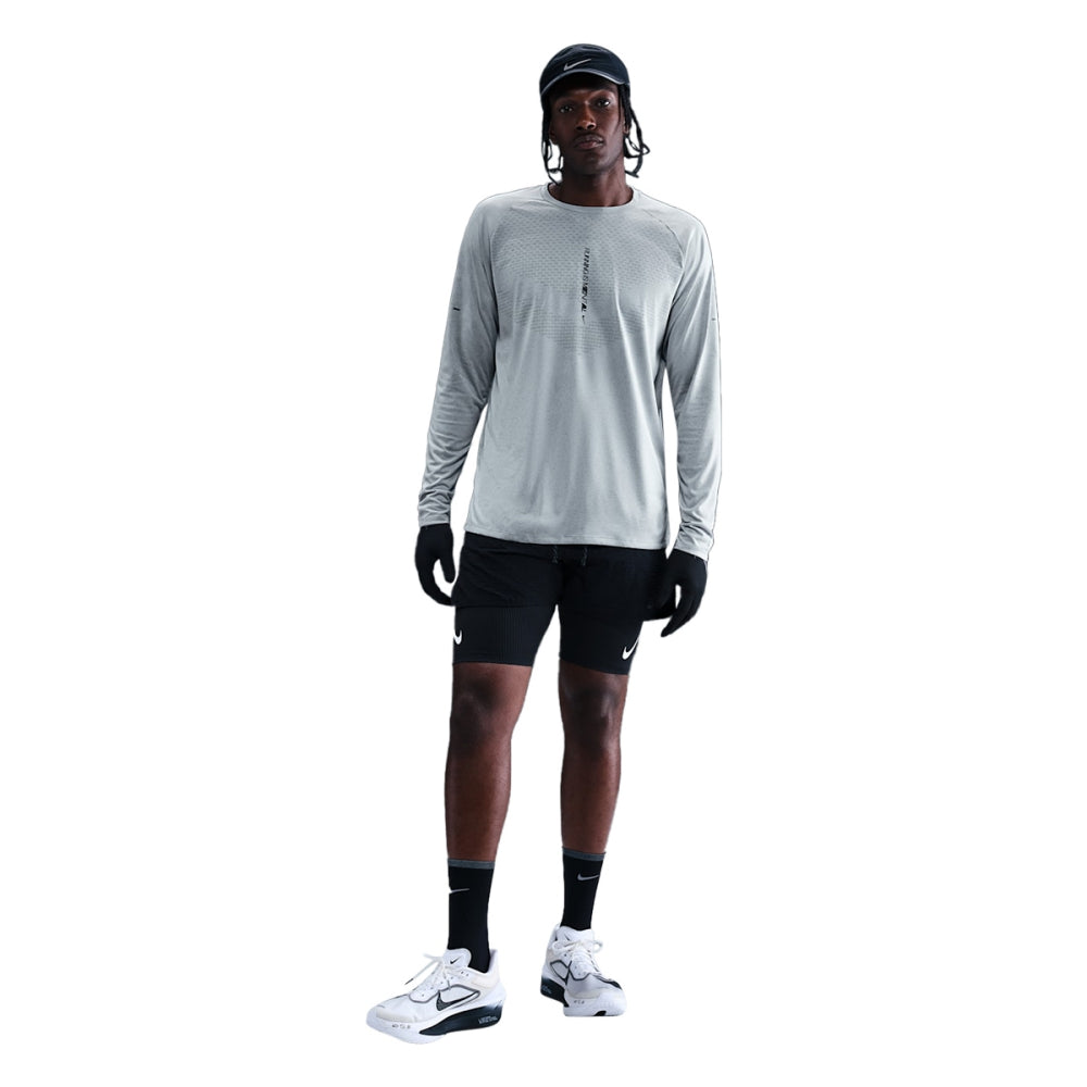 Nike Mens Df Adv Ls Run Top Refl Tops in Grey Color