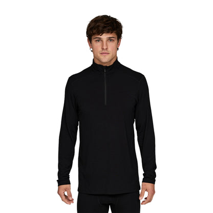Le Bent Mens Midweight 1/4 Zip Baselayers in Black Color