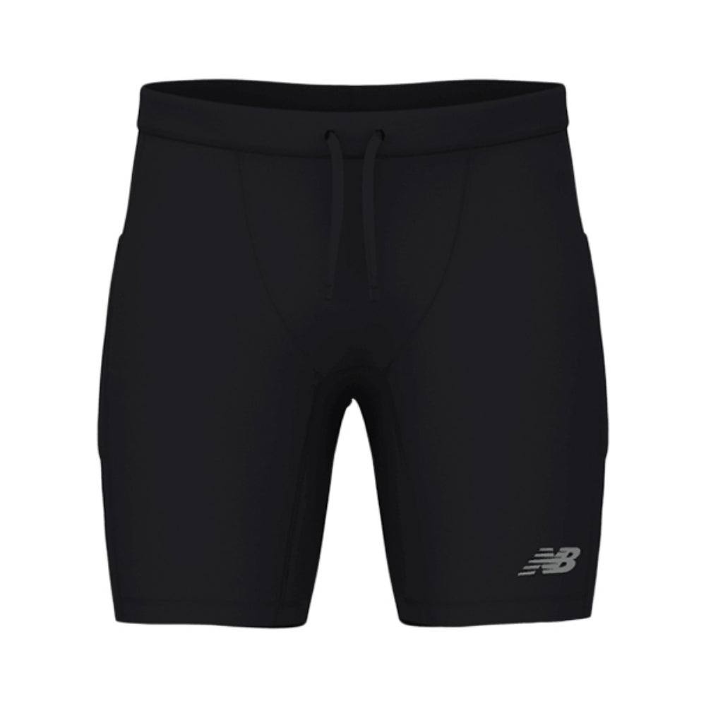New Balance Mens Sleek Drop-In Half Tig Shorts in Black Color