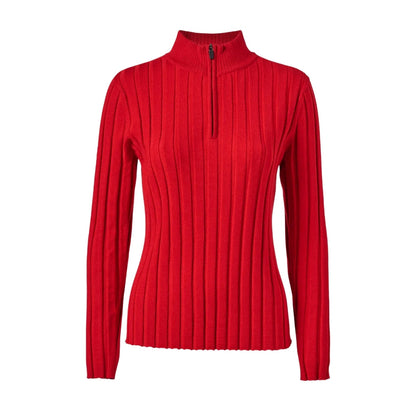 Fera Meister Womens Jeannie Zip Sweater Tops in Red Color