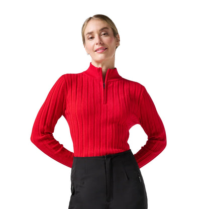 Fera Meister Womens Jeannie Zip Sweater Tops in Red Color