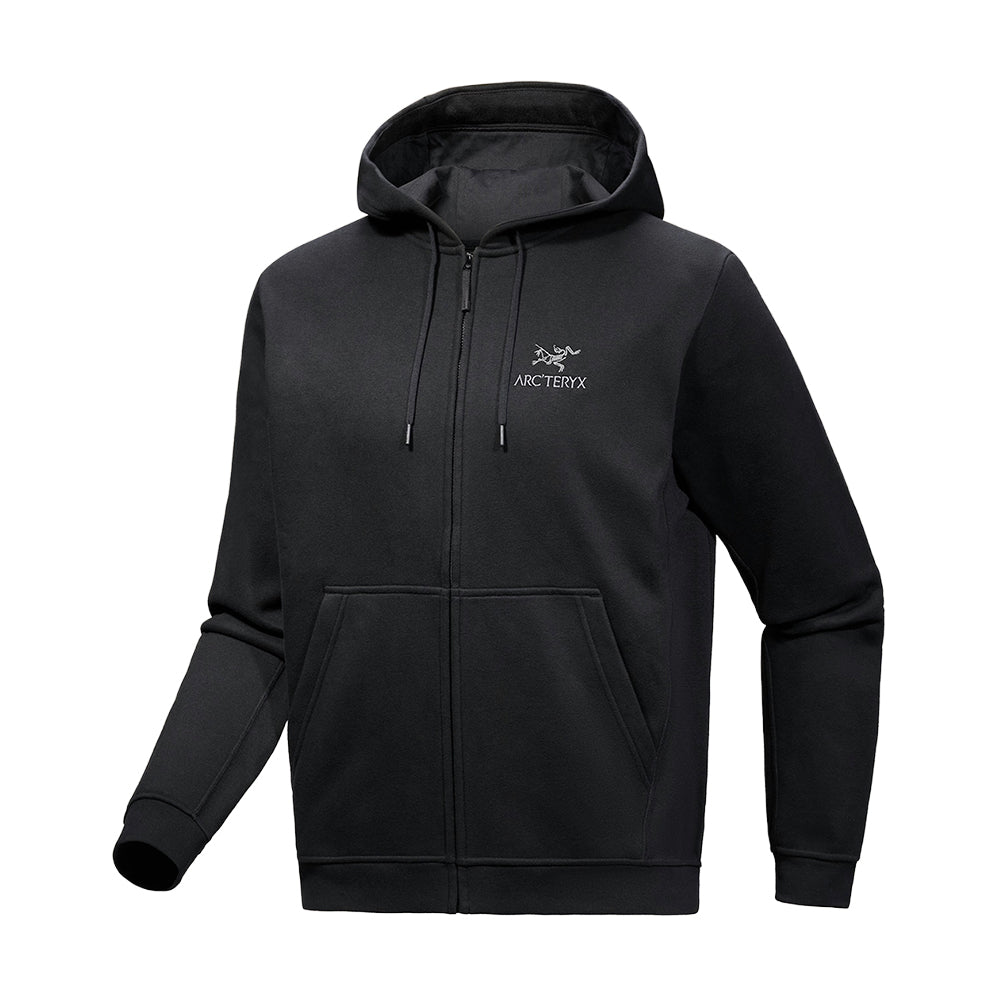Arc'Teryx Mens Emblem Fleece Full-Zip H Midlayer in Black Color