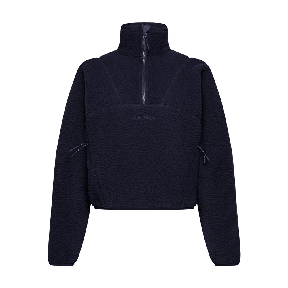 Halfdays Womens Pieper Jacket Fleece Pullover in Blue Color