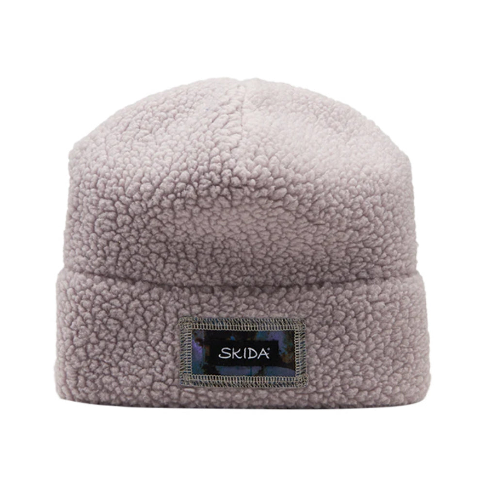 Skida Mens High Pile Fleece Beanie Winter Hats in Khaki Color