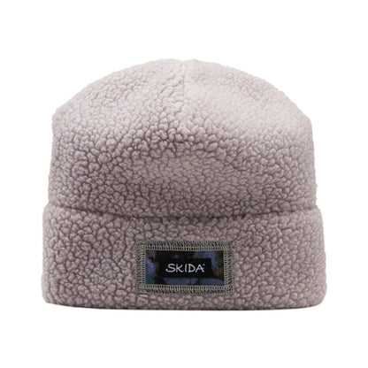 Skida Mens High Pile Fleece Beanie Winter Hats in Khaki Color