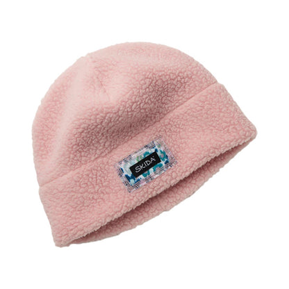 Skida Mens High Pile Fleece Beanie Winter Hats in Pink Color