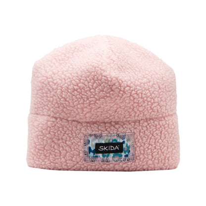 Skida Mens High Pile Fleece Beanie Winter Hats in Pink Color