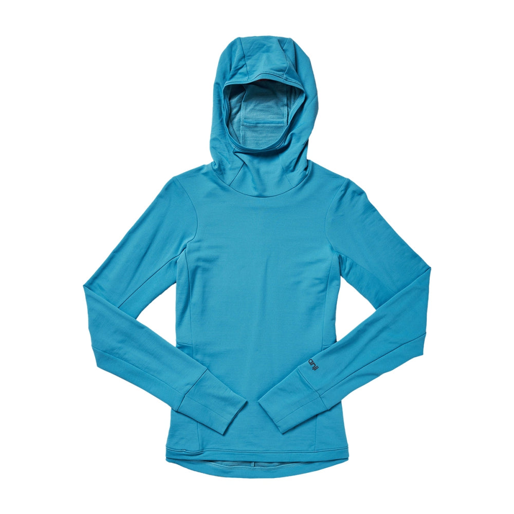Janji Womens Rover Merino Hoodie Pullover in Blue Color