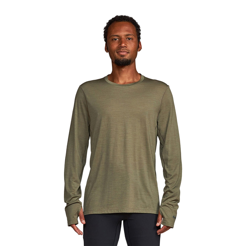 Janji Mens Repeat Merino Ls Tops in Green Color
