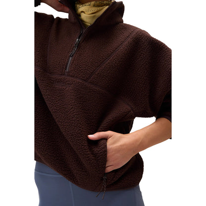 Halfdays Womens Pieper Jacket Fleece Pullover in Brown Color