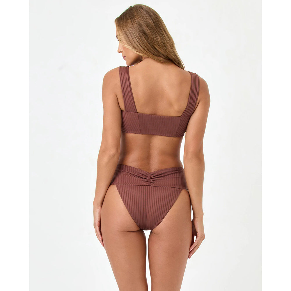 Lspace Womens Marlee Top Swimsuits in Brown Color