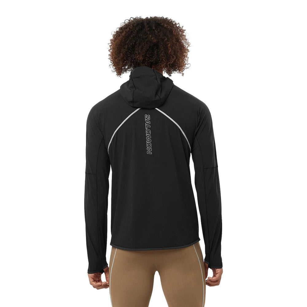 Salomon Mens Sense Aero Hybrid1/2 zipHd Running Jackets in Black Color