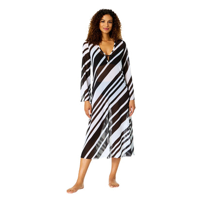 Anne Cole Collection Womens Keyhole Mesh Maxi Dress in Black Color