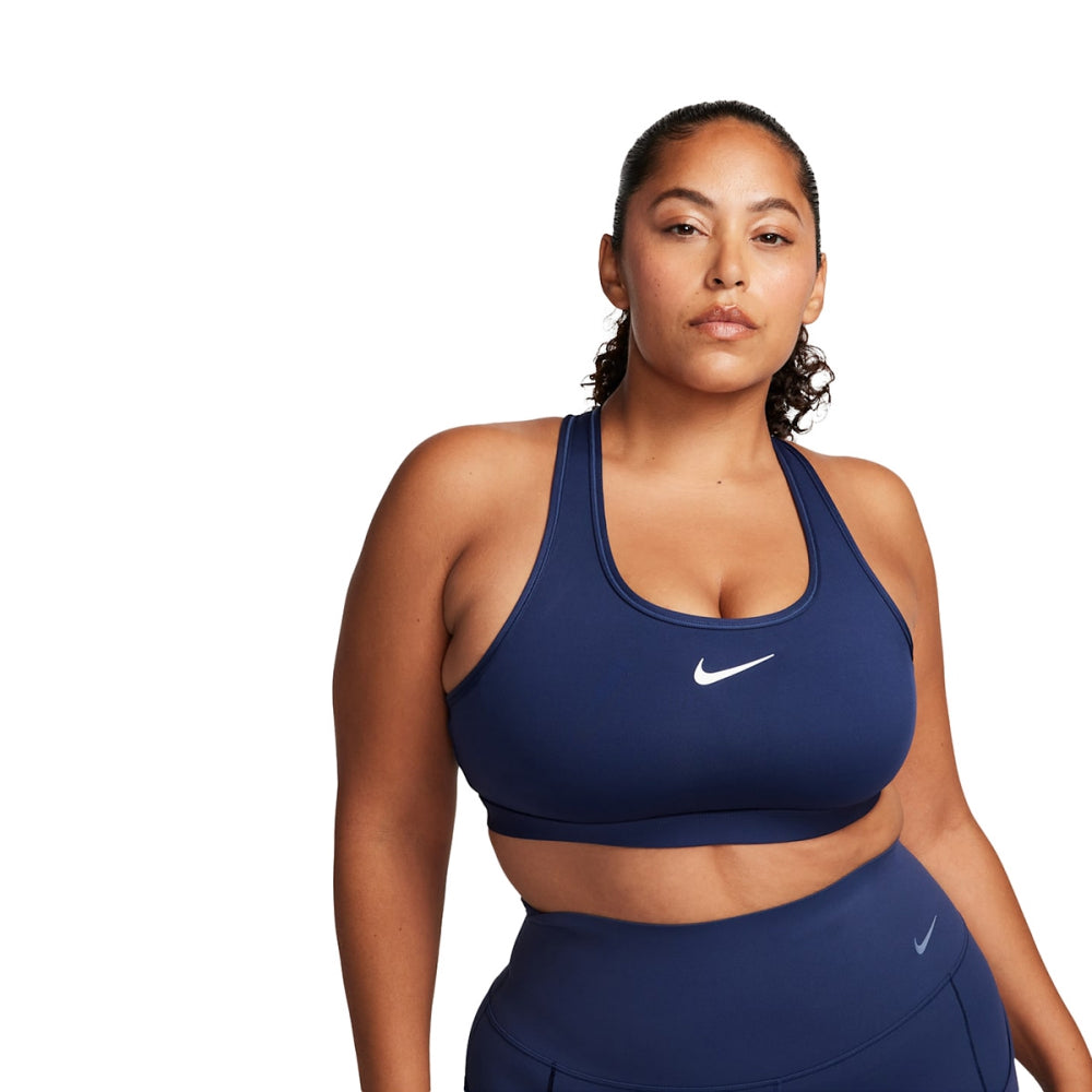 Nike Womens Swoosh Medium Support Sports Bras in Blue Color