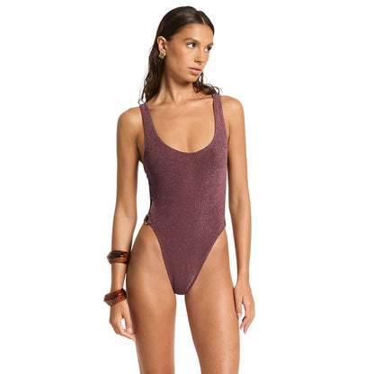 Bound By Bond-Eye Womens Ring Side Madison One Swimsuits in Purple Color
