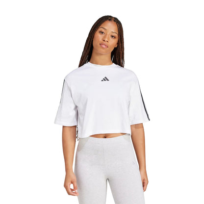 Adidas Womens 3S Sj Tlr Tee Tops in White Color