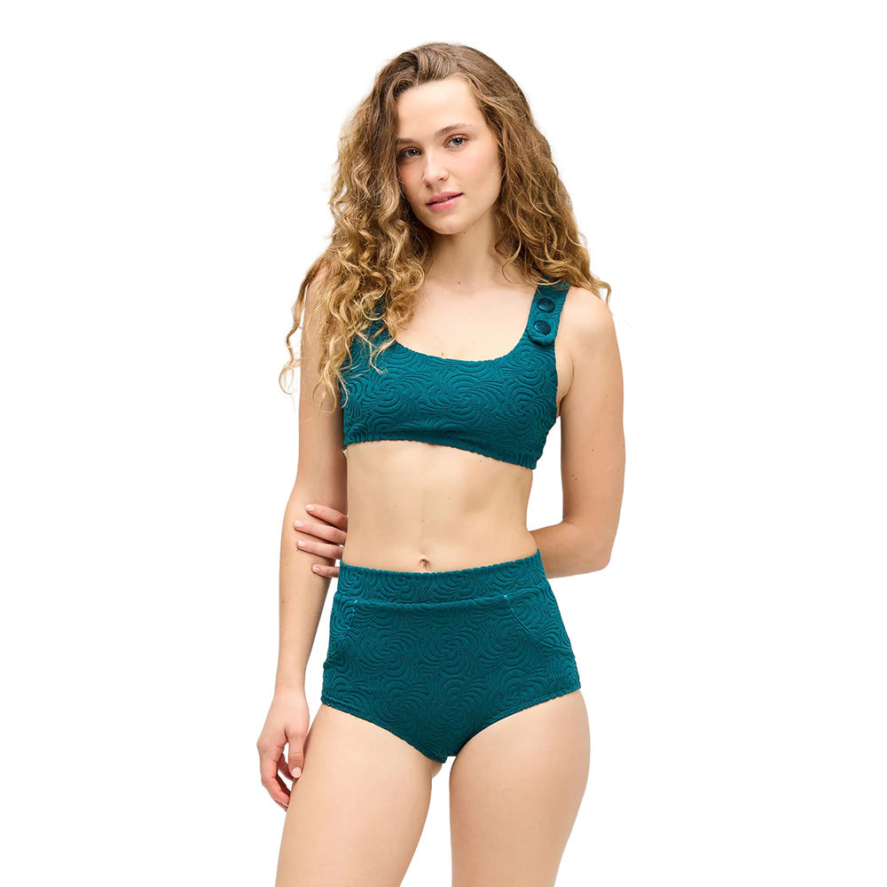 Seea Womens Georgia High Waist Swimsuits in Green Color