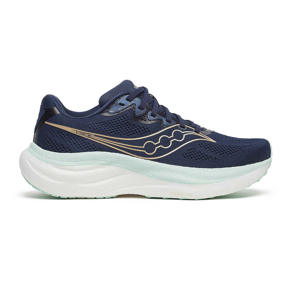 Saucony Womens Ride 19 Running Shoes in Blue Color