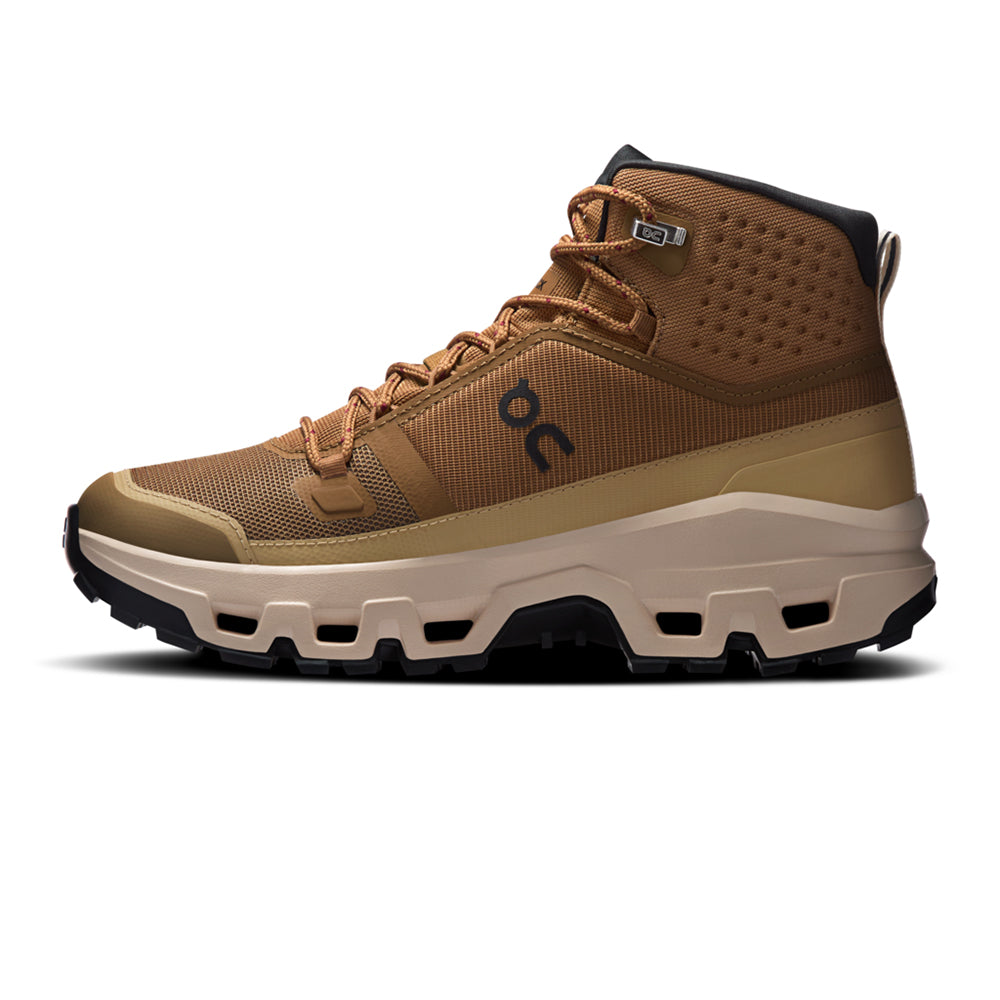 On Womens Cloudrock Mid Wp Boots in Brown Color