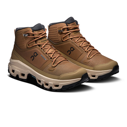 On Womens Cloudrock Mid Wp Boots in Brown Color