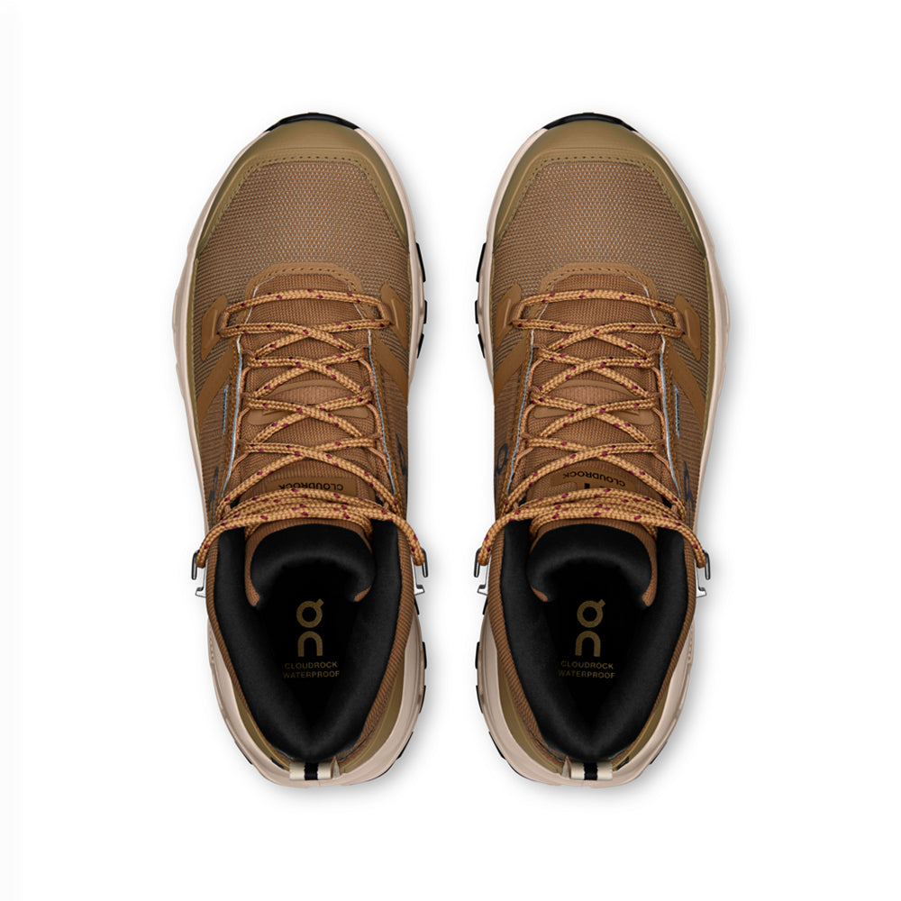 On Womens Cloudrock Mid Wp Boots in Brown Color