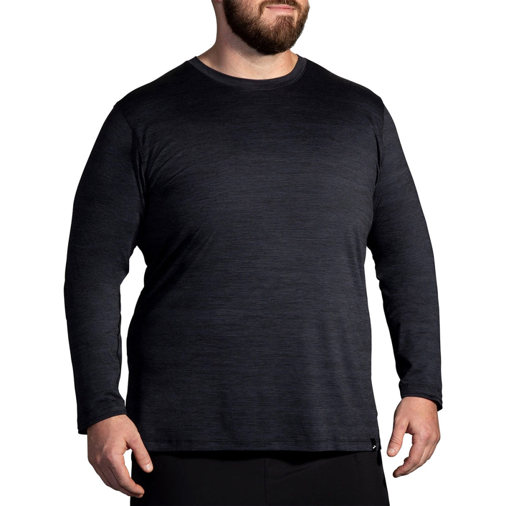 Brooks Mens Luxe Long Sleeve Tops in Black Color