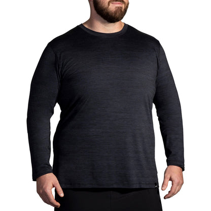 Brooks Mens Luxe Long Sleeve Tops in Black Color