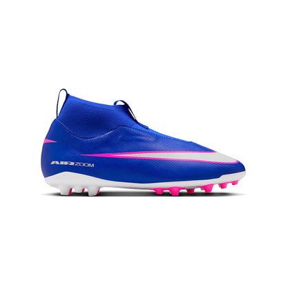 Nike Kids Zm Superfly 10 AC Ag Turf Cleats in Blue Color