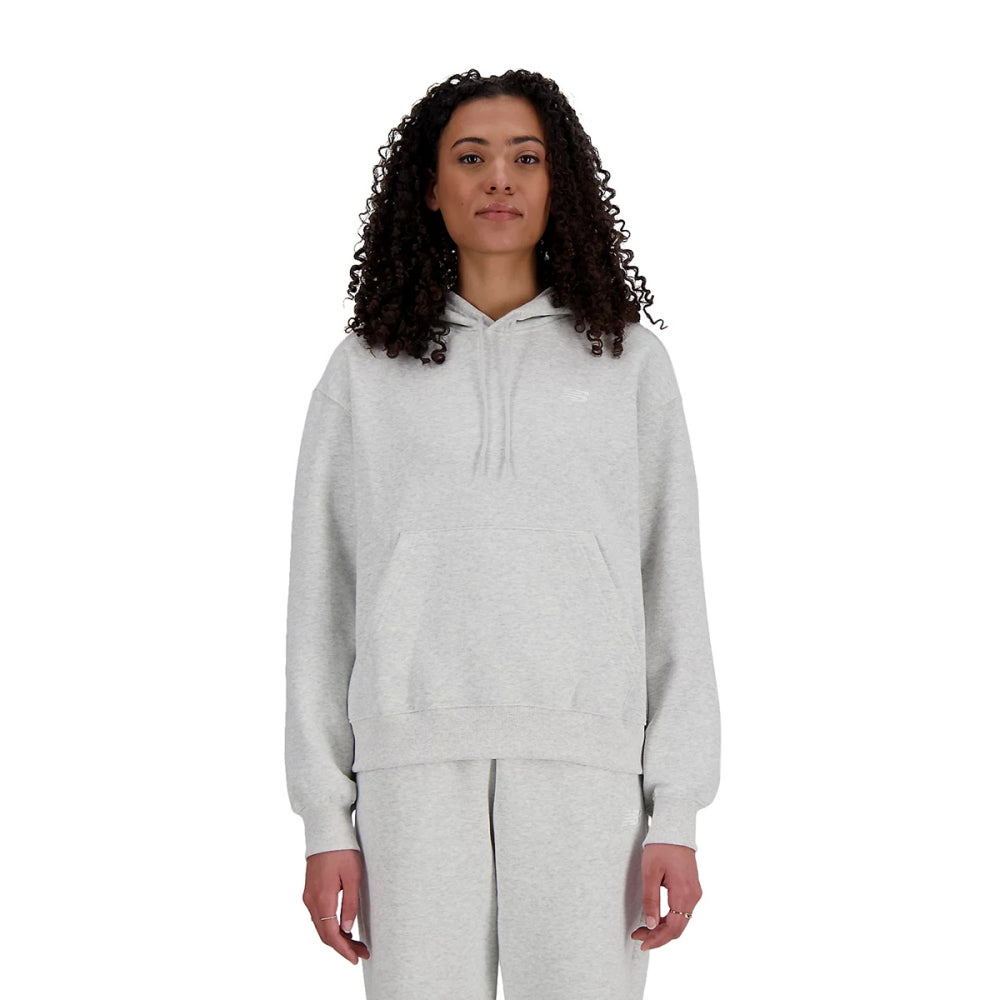 New Balance Womens Se Fleece Hoodie Pullover in Grey Color