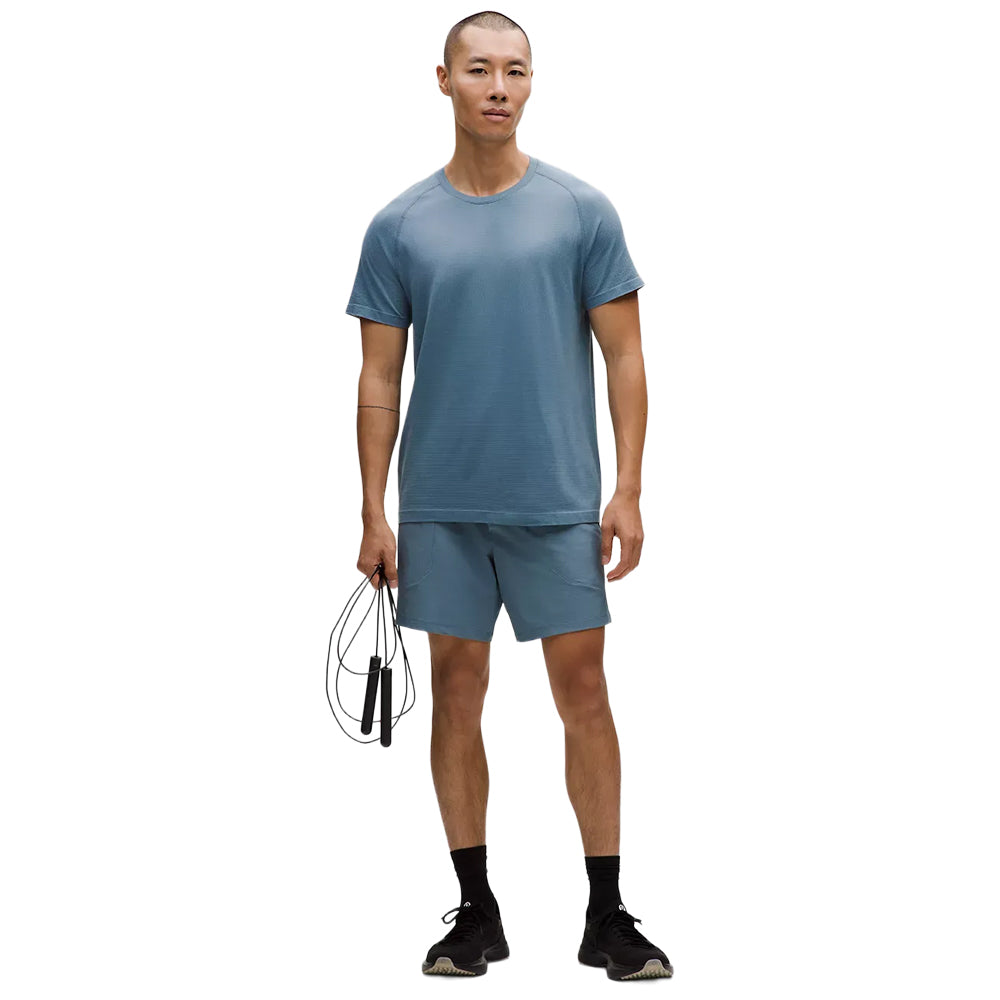 Lululemon Mens Metal Vent Tech short sleeve Shirt Tops in Blue Color