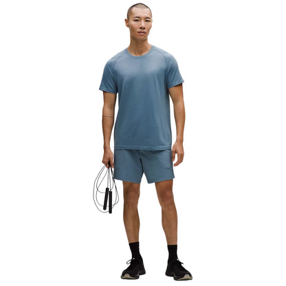 Lululemon Mens Metal Vent Tech short sleeve Shirt Tops in Blue Color