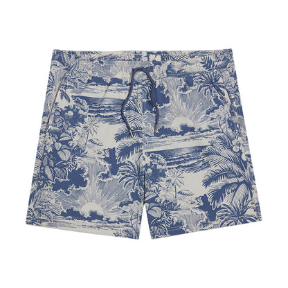 Fair Harbor Bungalow Trunk 5 In Print Swimsuits in Blue Color
