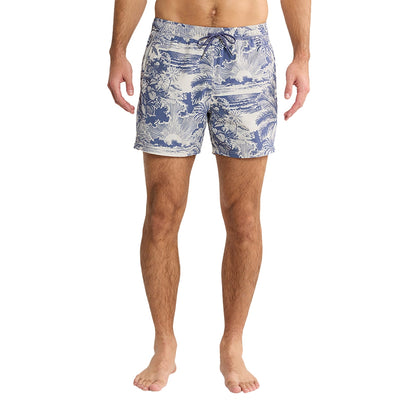 Fair Harbor Bungalow Trunk 5 In Print Swimsuits in Blue Color