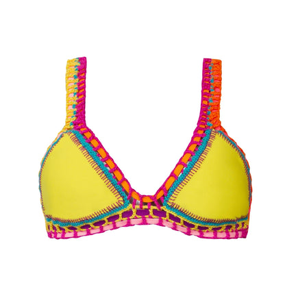Pq Swim Crochet Top Swimsuits in Yellow Color