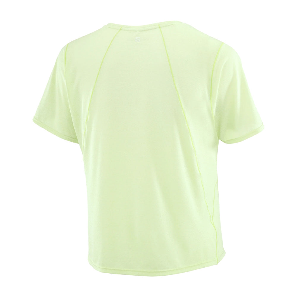 Salomon Shkout Air Cropp short sleeve Tee Tops in Green Color
